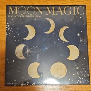 2026 Moon Magic 18-Month Wall Calendar - Gold & Navy